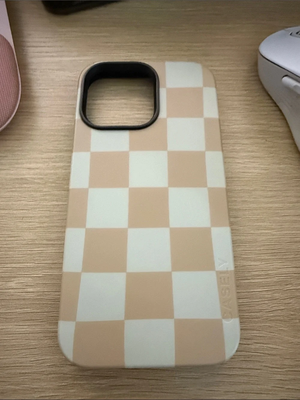 CASETiFY Beige & White Checkerboard Slim Protective Phone Case